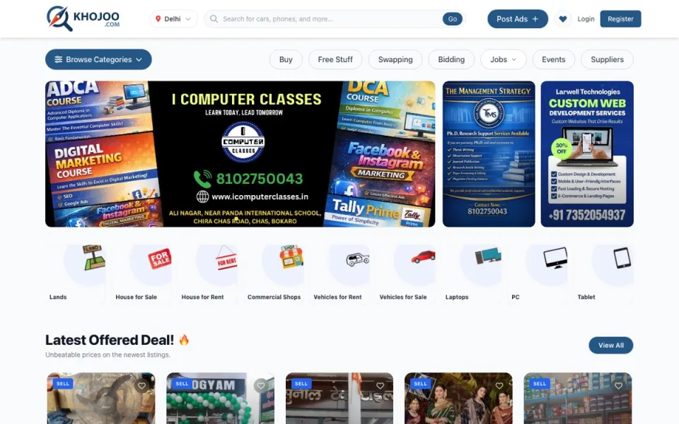 Khojoo.com — project built by freelance web developer Ishrafil Khan
